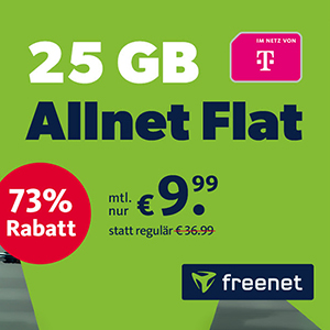 freenet Telekom LTE Allnet Flat mit 25 GB Daten für nur 9,99€ monatlich