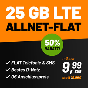 Die Klarmobil Telekom Allnet-Flats: 25/40/50 GB (bis zu Mbit/s) ab mtl. 9,99€ – ohne Anschlusspreis!