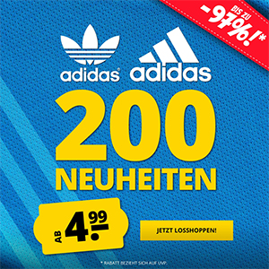 Großer Adidas Neuheiten Sale mit Sneakern, T-Shirts, Jacken und mehr bei SportSpar.de