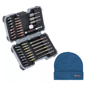 43-teiliges Bosch Professional Schrauberbit-Set mit Magnethalter für 17,99€ + gratis Bosch Mütze