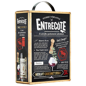 3L Bag in Box Entrecote Rotwein (Merlot, Cabernet Sauvignon, Syrah) für nur 14,92€ (statt 22€)