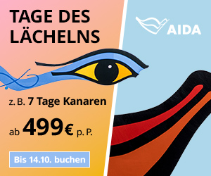 Tage des Lächelns bei AIDA: Kreuzfahrten schon ab 499€ p.P. – Reisen auch über Weihnachten und Silvester