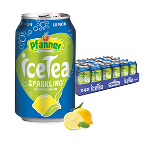 24x 0,33L Pfanner Eistee Lemon Sparkling für nur 15,36€ (statt 18,96€) – Prime