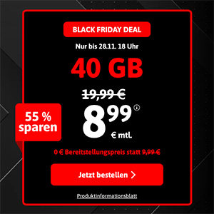 Die BLACKSIM Allnet Flat – z.B. Allnet- & SMS-Flat mit 40 GB für 8,99€ oder 120 GB für mtl. 19,99€