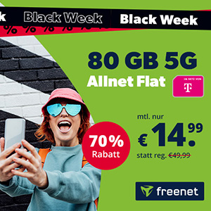 Knaller! freenet Telekom 5G Allnet Flat mit 80 GB Daten für nur 14,99€ monatlich