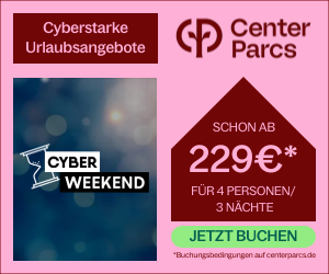 Center Parcs Cyber Weekend – z.B. 4 Personenhaus für 3 Nächte schon ab 229€