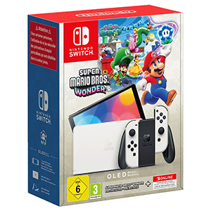 NINTENDO Switch OLED + Super Mario Bros. Wonder + 12 Monate Nintendo Switch Online für 299€