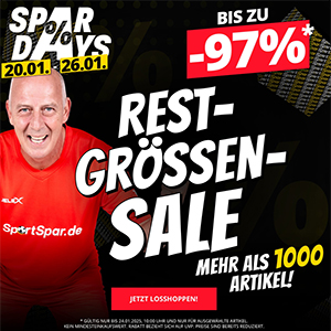 Top! SportSpar Restgrößen-Sale mit bis zu 97% Rabatt auf über 1.000 Artikel