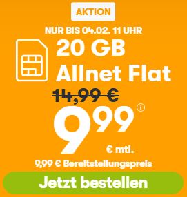 WinSIM Allnet-Flat z.B. mit 40 GB Datenvolumen für 14,99€ mtl. oder 20 GB für 9,99€