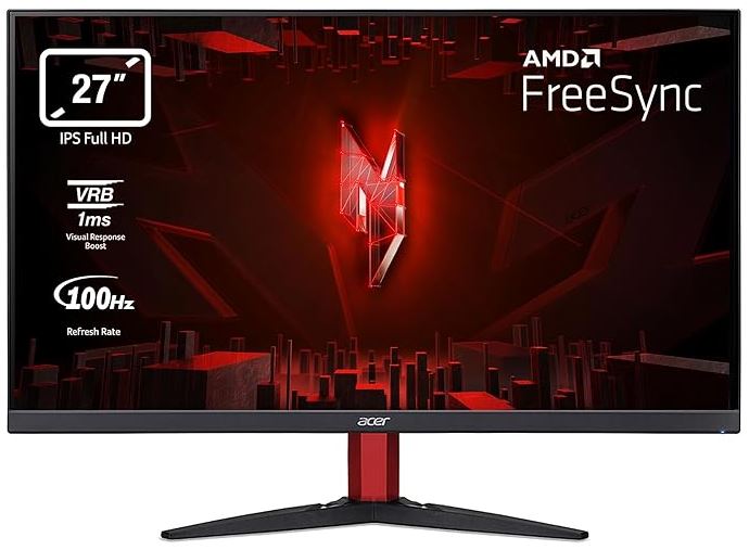 Acer Nitro KG272E Gaming Monitor (27 Zoll, Full HD, 100Hz HDMI, 75Hz VGA, 1ms, 2xHDMI 1.4, VGA, AMD FreeSync) für nur 109,90€