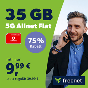 Letzter Tag: freenet Vodafone 5G Allnet Flat mit 35 GB Daten für nur 9,99€ monatlich