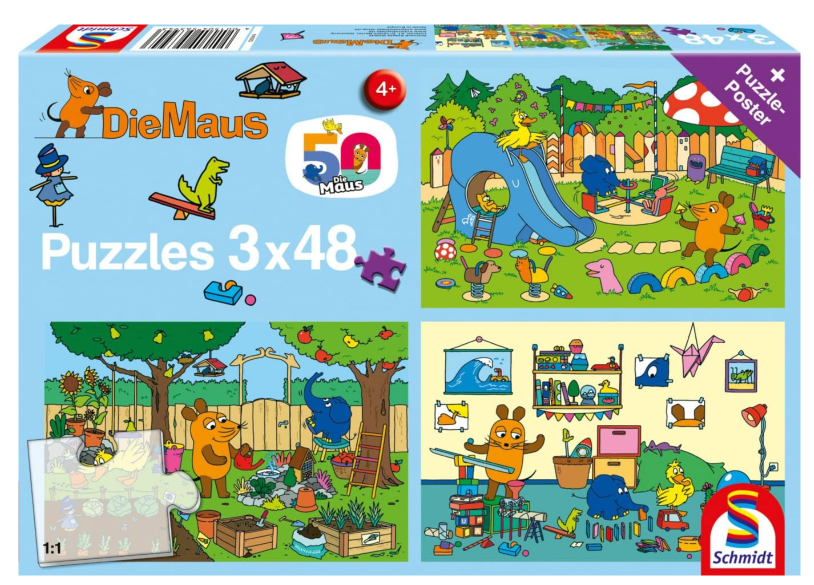 Schmidt Spiele 56394 Sendung Mit Der Maus, 3×48 Teile Kinderpuzzle für nur 4,99€ bei Prime-Versand