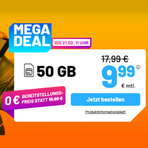 Die Sim.de Allnet Flat – z.B. 30 GB Allnet Tarif für 7,99€ mtl. oder 100 GB für 19,99€ mtl.