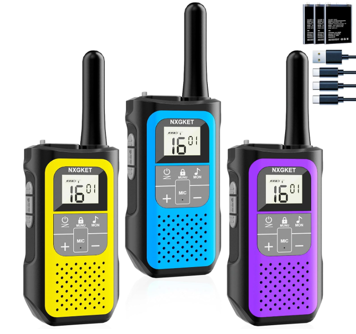 NXGKET 3er Set Walky Talky mit 5km Reichweite und 16 Kanälen für Erwachsene und Kinder für nur 29,99€ bei Prime inkl. Versand