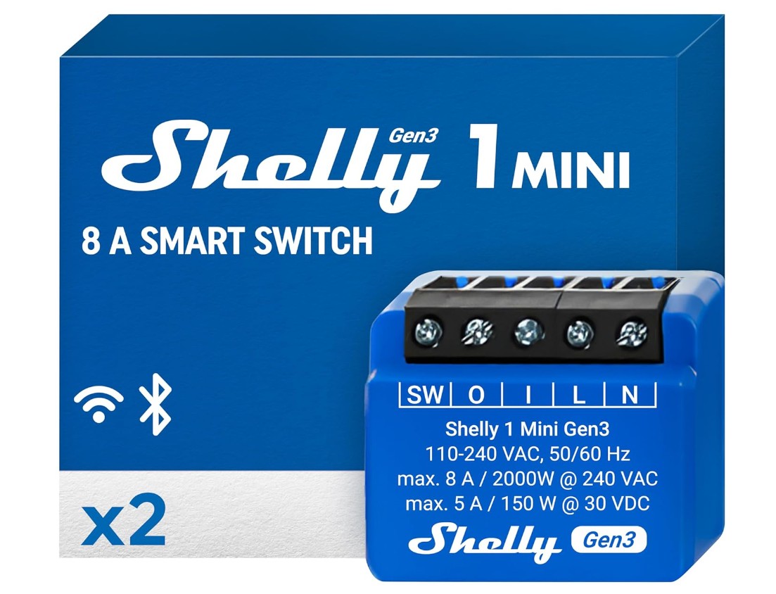 Shelly 1 Mini Gen3 WLAN und Bluetooth Smart Relais Schalter im Doppelpack für nur 21,28€ bei Prime-Versand