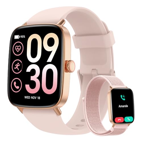 Yoever Smartwatch Damen mit Telefonfunktion - 1.85" Fitnessuhr Damen mit Herzfrequenz SpO2 Schlafmonitor, 110+ Sportmodi Schrittzähler Uhr, IP68 Wasserdicht Smart Watch für Android iOS