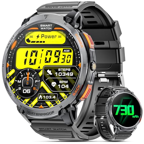 Haulvean Militärische Smartwatch für Männer mit Bluetooth Anrufen, 1,85" HD Display, 730 mAh Akku, IP68 Haulvean Militärische Smartwatch