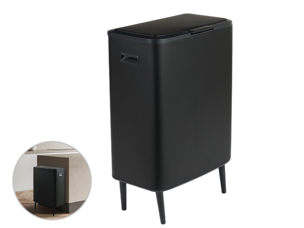 Umuzi Cleaning Push-Mülleimer | Schwarz | 60 Liter