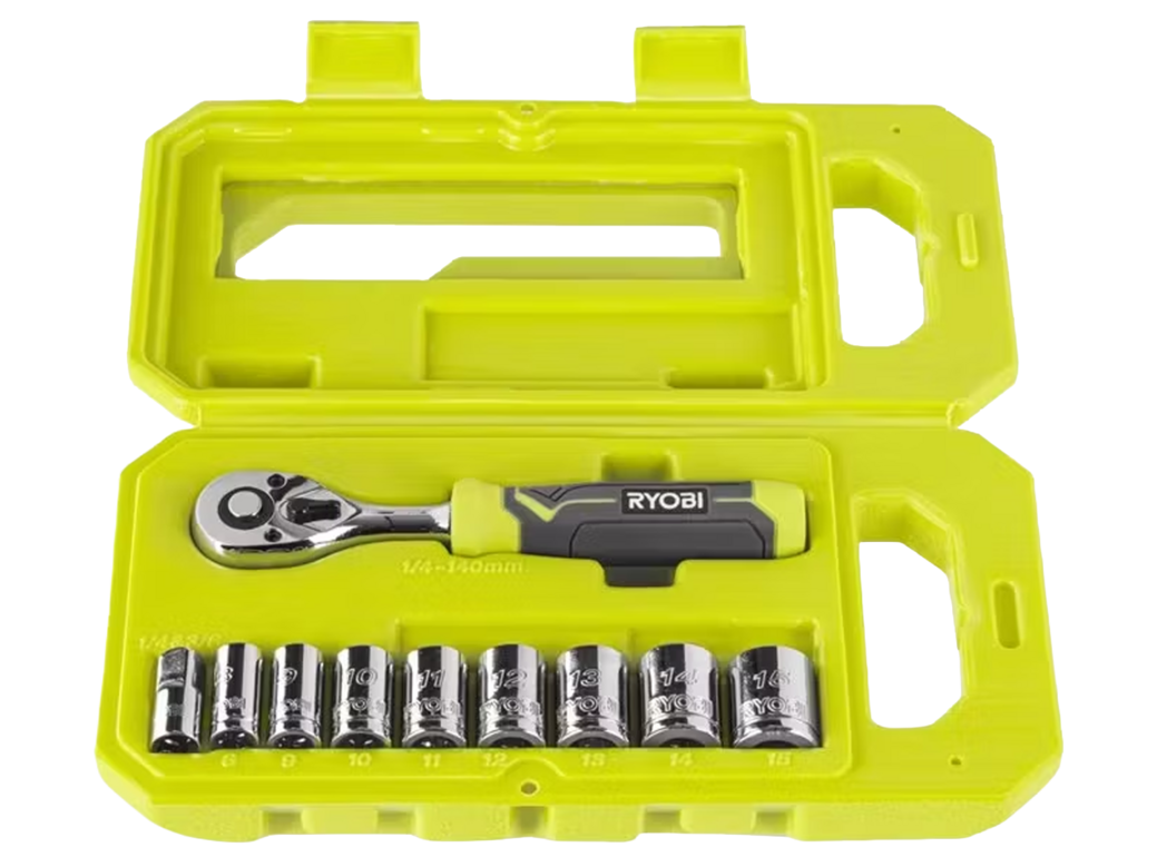 Ryobi Steckschlüssel-Set ¼″ | 10-teilig für nur 25,90€