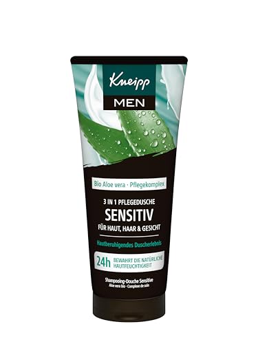 Kneipp MEN 3 in 1 Pflegedusche Sensitiv - Für Haut, Haar & Gesicht - Bio Aloe Vera - Hautberuhigendes Duscherlebnis - 200ml