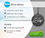 Blau.de All-in 1.8GB Tarif für 22,99 Euro monatlich + Samsung Galaxy S6 32GB für 1,- Euro