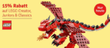 15% Extra-Rabatt auf alle LEGO Creator, Juniors & Classics Artikel + 5,- Euro MyToys Newslettergutschein