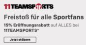 15% Rabatt auf Alles im 11TEAMSPORTS Shop bei Rakuten