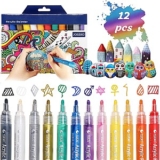 12er Set JOSEKO Acrylstifte (für Steine, Stoff, Holz, Glas, Metall, Porzellan, uvm.) für 9,59€