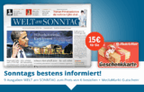 WELT am SONNTAG Miniabo (9 Ausgaben) für effektiv nur 7,20 Euro Dank 15,- Euro Mediamarkt Gutschein