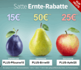 Ernterabatte bei Plus.de mit drei verschiedenen Plus.de Gutscheincodes!