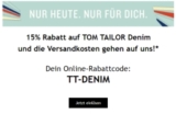 15% Rabatt auf die Tom Tailor Denim Collection + kostenloser Versand