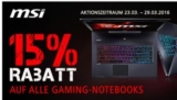 15% Gutscheincode auf alle MSI Gaming-Notebooks bei Comtech!