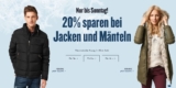 20% Rabatt auf Jacken und Mäntel bei Tom Tailor
