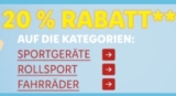 Nur heute 20% Rabatt auf Sportgeräte, Rollsport und Fahrräder im LIDL Onlineshop
