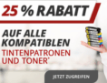 Heute 25% Rabatt auf alle kompatiblen Tintenpatronen bei Druckerzubehoer