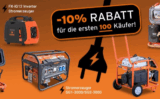 Nur für die ersten 100Kunden: 10% Rabatt auf diverse Stromerzeuger im Fuxtec Onlineshop