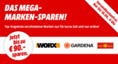 „Mega Marken Sparen“ bei MediaMarkt mit vielen Angeboten der Marken Worx, Gardena und Wolf