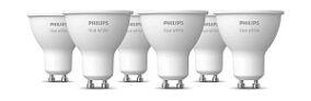 6er Pack Philips Hue White GU10 (Bluetooth, 5,2W, Farbtemperatur 2.700K) für 62,39€ (statt 75€)