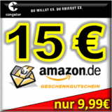 [CONGSTAR PREPAID] Letzte Chance! Nur noch 2 Tage verfügbar – Congstar Prepaidkarte mit 10,- Euro Startguthaben und einem 15,- Euro Amazon Gutschein für nur 9,99 Euro