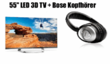 [TV DEAL DES TAGES] 55″ LG 55LM760S Cinema 3D LED-Backlight Fernseher + Bose QuietComfort 15 Acoustic Noise Cancelling Kopfhörer für 1799,- Euro!