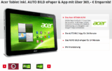 [AUTOBILD] Acer Tablet Iconia A210 inkl. AUTO BILD ePaper & App zusammen rechnerisch nur 239,76 Euro – 24 Raten zu je 9,99 Euro!
