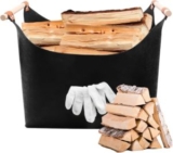 OXRQ Feuerholzkorb für Kaminholz mit Handschuhen für 10,59€