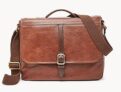 FOSSIL Herren Tasche Evan Commuter (braunes Leder, Notebook-Fach) für 87,60€ (statt 153€)