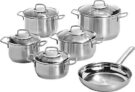 WMF Brillant Kochgeschirr-Set 6-teilig (5 Töpfe inkl. Deckel + 1 Pfanne aus Edelstahl, alle Herdarten) für 93,94€ (statt 173€)