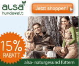 Verschiedene Gutscheine für ALSA Hundewelt, z.B. 18% Rabatt auf Hundenahrung oder 20% Rabatt auf Spielzeuge!
