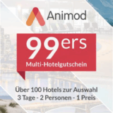 Animod Multi-Hotelgutschein – 3 Tage für 2 Personen in einem von über 100 tollen Hotels inkl. Frühstück nur 99,98 Euro