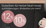 Nur heute: 10%/ 12% Rabatt auf Kinderwagen, Kindersitze und mehr im Babymarkt Online-Shop bzw. in der App