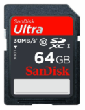 Wieder da! SanDisk Ultra SDXC 64GB Class10 30Mbps nur 25,- Euro inkl. Versand