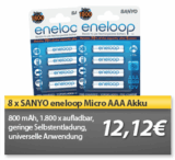 [MEINPAKET] OHA! 8x Sanyo eneloop NiMH MicroAAA 800 mAh Akkus für nur 12,12 Euro inkl. Versand