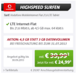 [SPARHANDY] Tipp! Vodafone LTE-Flat 21,6 MBit mit 4,5GB nur 24,99 Euro – dazu z.B. Apple iPad 4 mit Retina Display 16 GB Wi-Fi + Cellular für nur 1,- Euro